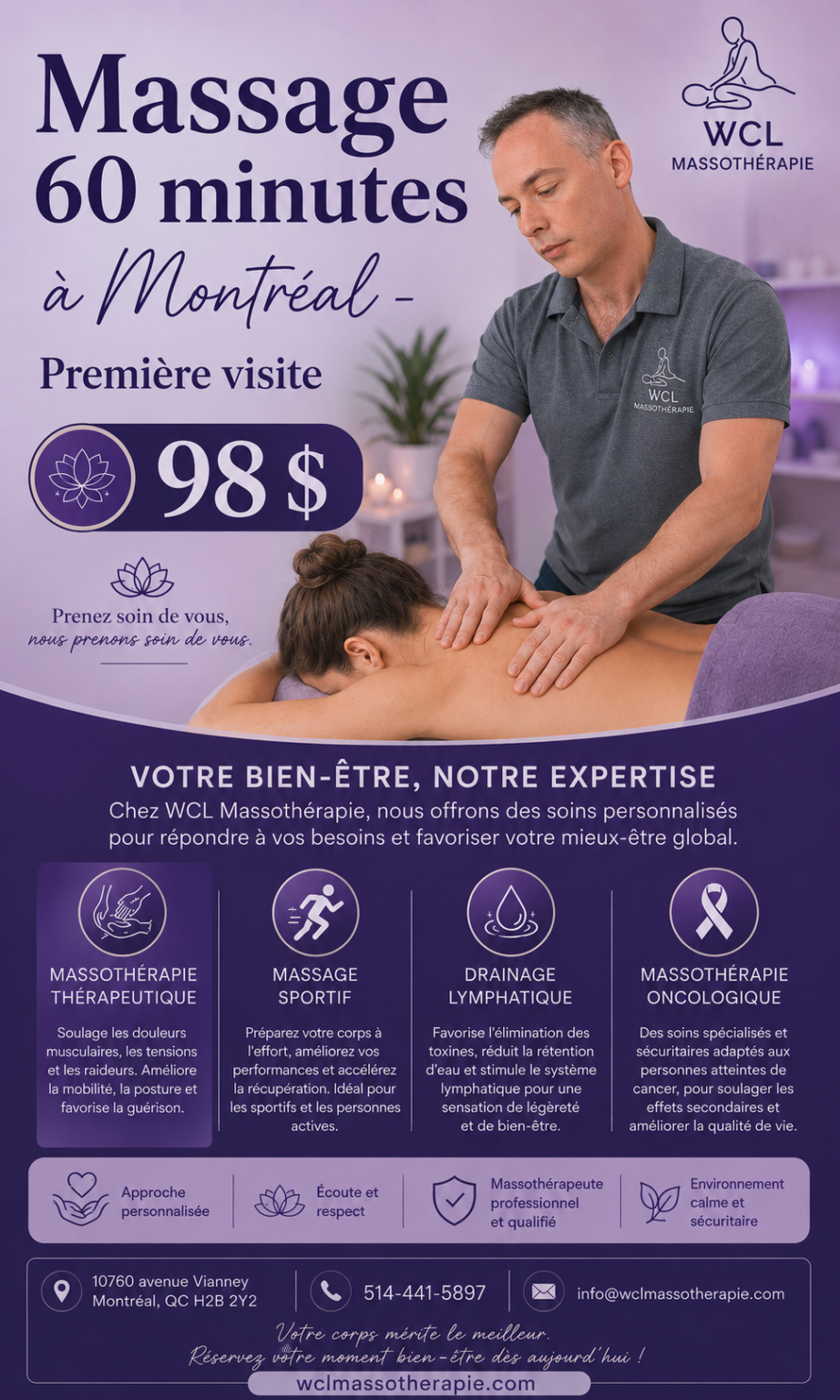 Massage thérapeutique à Montreal - WCL massotherapie